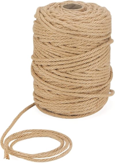 Allecta - Natuurlijk jute touw 120 m x 6 mm voor ambacht, krabpaal - gedraaid henneptouw 1/4 inch.