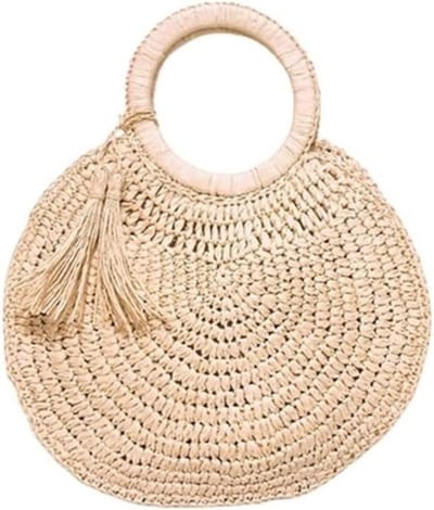 Rieten Draagtas - Geweven Tas - Zomerse Uitjes - Decoratief Kunstwerk - 35x10x27 cm - Beige
