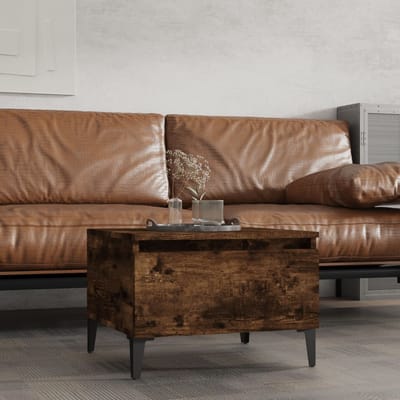 vidaXL - Bijzettafel - 50x46x35 - cm - bewerkt - hout - gerookt - eikenkleurig