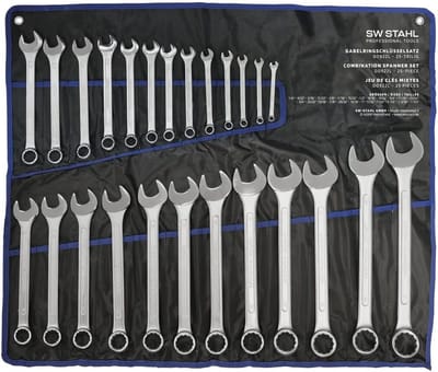 SW-Stahl 00922L ringsteeksleutelset 1/4 11/4 inch, 25-delig I ringsleutel I dubbelsleutel I ringsleutelset I steeksleutel I ringsleutel