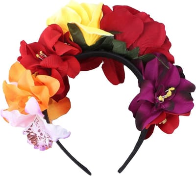 Halloween Rozen Bloem Hoofdband, Dag van de Doden Bloemenkroon, Mexicaanse Bloemen Haarbanden voor Cosplay en Carnaval Feestjes, Creatieve Haaraccessoires voor Vrouwen