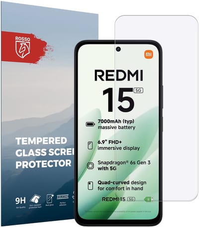 Rosso Screen Protector Geschikt voor Xiaomi Redmi 15 5G / 4G | 9H Tempered Glass | Glasplaatje | Beschermlaag | Beschermglas | 9H Hardheid