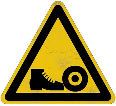 Gevaar voor voeten waarschuwingsbord | Sign Again materiaal | 15 cm