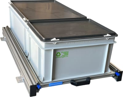 Aluminium schuifframe voor camper 90x40 cm inclusief 2 bakken met deksel