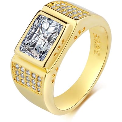 Gouden Trouwring voor Mannen Brede Versie Dominerende Zakelijke Micro-ingezette Simulatie zegelring Sieraden Verloving Liefdesring 13 beige