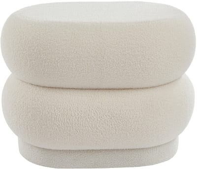 Vente-unique Poef in wit bouclé LECINIO L 60 cm x H 40 cm x D 46 cm