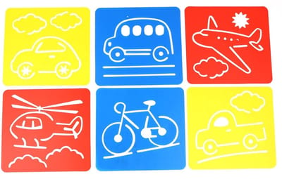 Dailygoods- Sjablonenset 6 Stuks - Wasbare Schildersjablonen - Dierensjablonen - Knutselen - Tekenen - 14 x 15 cm PET-Kunststof - Tekenstencils