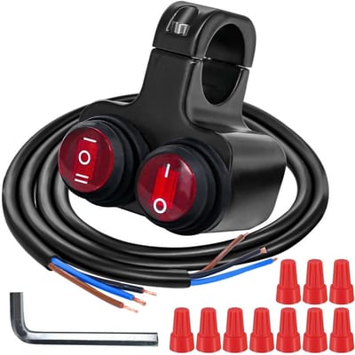 Allecto - Motorfiets Handvat Drukschakelaar - Waterdicht en Duurzaam - 12V LED Set van 2 - Geschikt voor ATV - Handvatten voor motoren - Lichtschak...