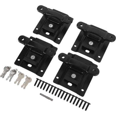 4 Pièces Points d'Ancrage d'Arrimage de Plateau de Camion avec Plaques Acier Allié Point de Fixation Sécurisé FL3Z 99000A64 B pour Raptor 2015 à 2025 black