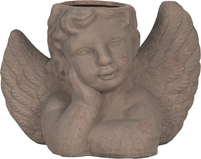 Bloempot voor Binnen – Grijs – Rustieke Pot – 23x13x17 cm – Steen – Engelmotief