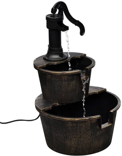 Decoratieve Waterfontein - Kamerfontein met Vintage Waterpomp Design - Elektrische Fontein voor Binnen - Inclusief Waterpomp en Slang - 47x41x69 cm - Brons