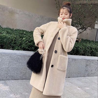 Manteau d'hiver pour femmes en fausse fourrure courte granulaire, mi-long, chaud et épais S