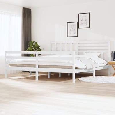 vidaXL - Bedframe - massief - hout - wit - 200x200 - cm