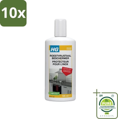 10 x HG Roestvrijstaal Beschermer 125 ml - Grootverpakking - Roestvrijstalen Reiniger - Roestvrijstalen Beschermer - Keuken Schoonmaak - Glansmiddel Roestvrijstaal - Vlekken Verwijderen Roestvrijstaal