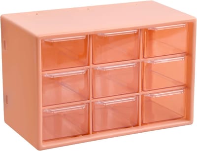 Opslagdoos met 9 lades van kunststof, sorteerkist voor sieraden, gereedschap en schroeven, 18 x 12 x 10 cm, ideaal voor organisatie en ruimtebesparing