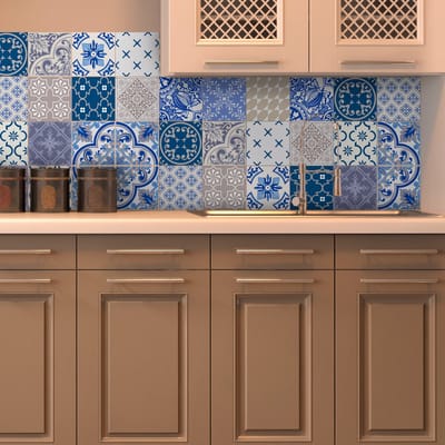 Zelfklevende tegelmuurstickers voor keuken en badkamer - 16 traditionele Azulejo tegelstickers - 16 stickers van 15x15 cm
