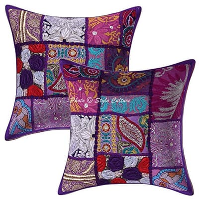 Etnische Decoratieve Kussenhoezen - Vintage Patchwork - Set van 2 - 30x30 cm - Katoen - Bohemian