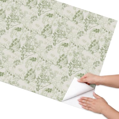 Coloray Meubel Wrap Folie - Groente Meubelfolie - 75x150 cm - Meubel Wrap Folie Botanisch werk - Plakfolie Meubels - Scandinavisch Meubelfolie - Decoratiefolie Zelfklevend - Slaapkamer decoratie - Bloemen en planten