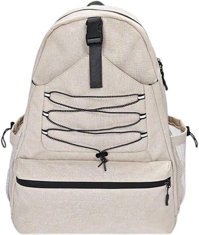 Sporttas Rugzak - Sporttas Racket - Trainingsuitrusting - Apart Schoenenvak - 40x22x50 cm - Beige