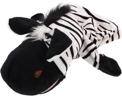 Interactieve Handpop - Zebra Vingerpop - Verhalen Vertellen - Werkende Mond - 26 x 25 x 17 cm - Meerdere Kleuren