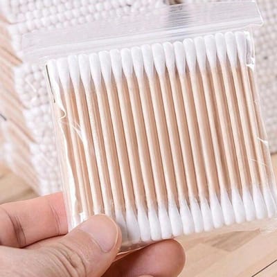 300 pcs Coton-tiges de Nettoyage Double Face de Haute Qualité Cosmétiques en Bois, Embouts de Beauté et de Soin Personnel, Coton-tiges Ronds Jetables pour le Nettoyage des Oreilles 300pcs circle beige