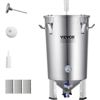 VEVOR Bierbrouwsysteem Bierbrouwapparaat Roestvrij Staal 30 l Biervergister, Brouwemmer Vergister voor Brouwen, Thuisbrouwaccessoires met Basis, Ketelvoorraadpot Inclusief Deksel, Handvat, Klep, Kraan