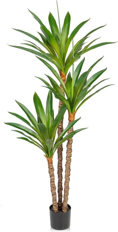 1.7m Kunstmatige Yucca Boom met 3 Afneembare Agave Hoofden voor Tropische Decoratie in Huis en Tuin, 170cm Hoog