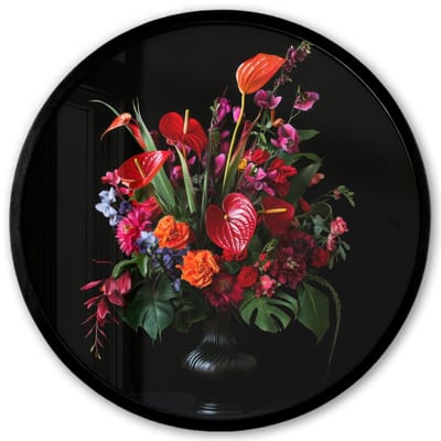 Poster in lijst Rond - Fotolijst 40x40 cm - Posters - Bloemen - Boeket - Sierlijk - Ronde posterlijst zwart - Decoratie - Wanddecoratie woonkamer - Muurdecoratie slaapkamer