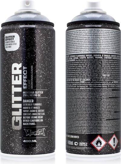 Montana Glitter Silver Spray Spuitbus - 400ml Transparante Spuitverf Met Glitter Effect - Geschikt Voor Vele Oppervlaktes Voor Diverse DIY en Hobby - Glitter Spuitbus