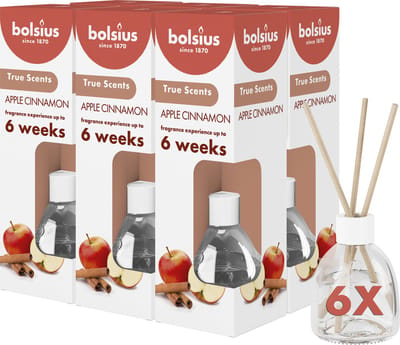 Bolsius True Scents - Geurstokjes - Apple Cinnamon - 6 stuks - Voordeelverpakking - 60ml