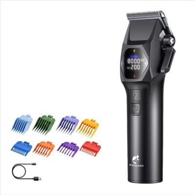 Zwarte multifunctionele tondeuse set voor huisdieren - Krachtige motor, 4 snelheden, slim display