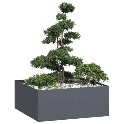 vidaXL - Plantenbak - 100x100x40 - cm - staal - antracietkleurig
