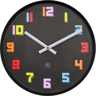 nXt Game – Wandklok – 35 cm – ABS – Zwart/Multicolor – Stil