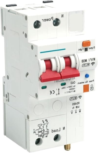 Slimme Energiemeter - Stroommonitor - Energie Verbruik Meten - WIFI Monitoring - 63A - Grijs