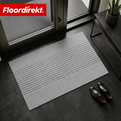 Floordirekt Droogloopmat Circa - Wasbare Schoonloopmat - Deurmat voor Binnen & Buiten - Grijs Strepen - 40 x 60 cm - Antislip TPE-achterzijde - Hoogwaardig & Duurzaam - Moderne Patronen - Verkrijgbaar in Verschillende Maten & Kleuren