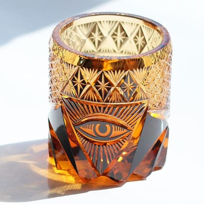 Oog van God Kristallen Whiskeyglas Luxe Edo Kiriko Wijnglas Illuminati Kracht Symbool Rots Tumbler Whisky Brandy Snifter Voor Baas 220ml beige