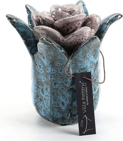 Lilou vaas Zwart Blauw Roze 16.5 x 15 x15