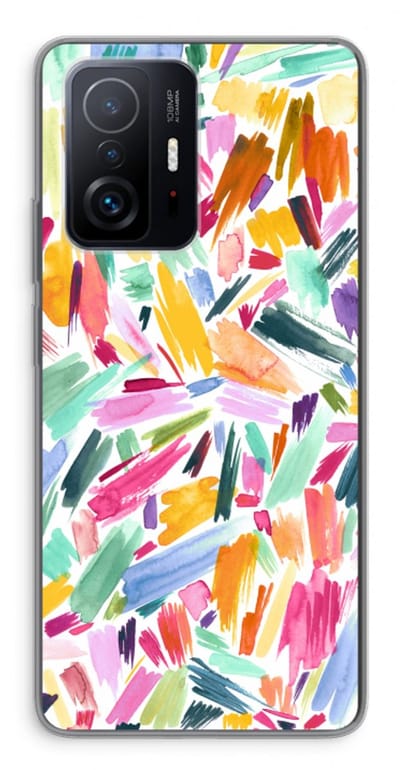 Case Company® - Hoesje geschikt voor Xiaomi 11T Pro hoesje - Watercolor Brushstrokes - Soft Cover Telefoonhoesje - Bescherming aan alle Kanten en Schermrand