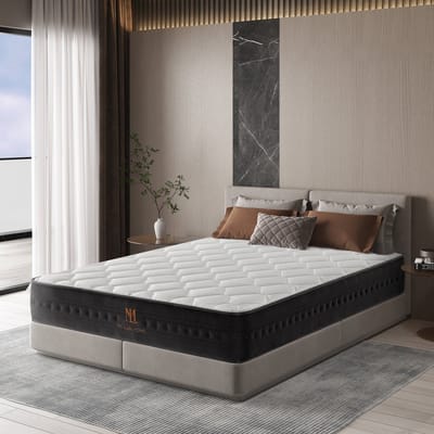 MeiLun C1 Hybride Pocketveringmatras Matras 180x200cm - 25.3cm - Comfortschuim met CertiPUR-US® - Verkoelende Gebreide Tijk - Profielschuim - Foamrand - Ademend en Rustig Slaapgevoel