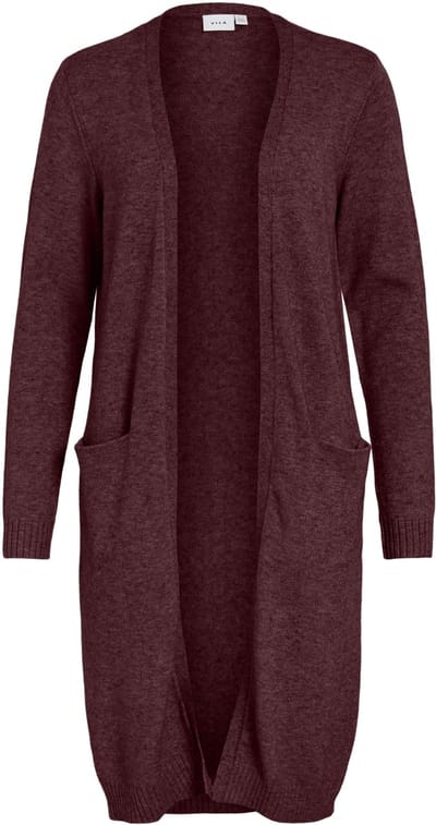 VILA Dames Lange Vest Comfortabele Gebreide Jack Basis met Zakken Gezellig Lang Gebreid Jack VIRIL