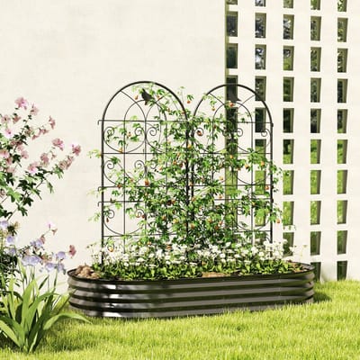 MODFU - Metalen Klimrek - 2-Delige Set - Vogelmotief - Voor Klimplanten - Zwart - 50 x 120 cm
