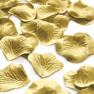 100x rozenblaadjes - Romantische versiering - Liefde - Valentijn - Aanzoek - Huwelijk - Rozenblad - Rozen - Roos - Decoratie - Tafeldecoratie - Romantiek - Feestversiering - 3x3 cm - Goud - Jonyx
