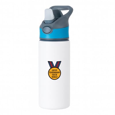 Hacebo® - liefste schoonmama van de wereld waterfles met rietje blauw - de liefste schoonmoeder - Moeder cadeautjes - moederdag - verjaardagscadeau - verjaardag - cadeau - geschenk - kado - gift - moeder artikelen - water fles - 650ML
