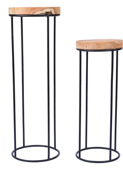 Plantentafel Rond | 2-delig | Handgemaakt van stalen frame & teak top !