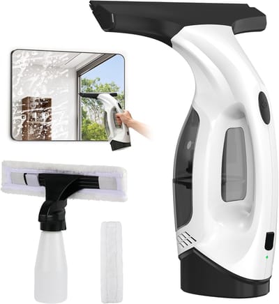 Draadloze Raamzuiger - 2000Pa Elektrische Ruitenreiniger met 2200mAh & 150ml Waterreservoir - Raamreinigingskit voor Ramen, Glasdeuren, Spiegel & Auto - Zwart - 1 Stuk
