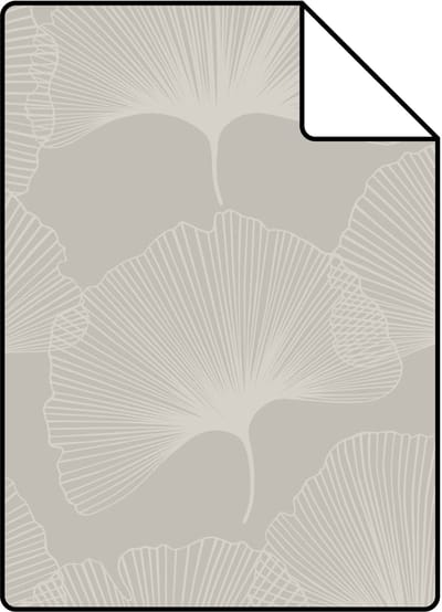 Proefstaal Origin Wallcoverings behang ginkgo bladeren glanzend warm grijs - 26,5 x 21 cm - 347749-S
