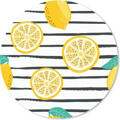 Muismat rond 20x20 cm - Mousepad Citroenen - Zomer - Pastel - Ronde muismatten