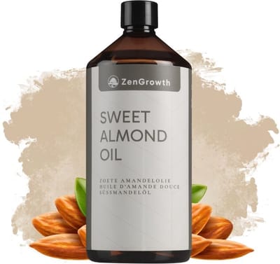 ZenGrowth® Zoete Amandelolie 1 Liter – huidolie – 100% natuurlijk – Amandel massageolie – zachte en gladde huid