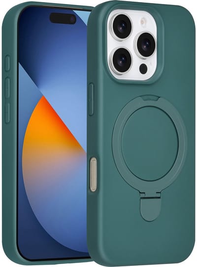 TUNIQ telefoonhoesje voor Apple iPhone 16 Pro - MagSafe met ringstand - Donkergroen