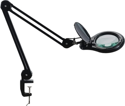 2-in-1 LED Vergrootlamp met Klem en Dimmfunctie - 14 inch Loeplamp voor Lezen, Hobbies en Professioneel Gebruik